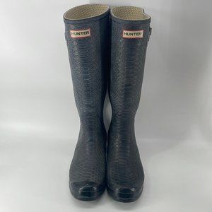 Hunter Snake Print embossed rain boots knee high boots sz 9 tall boot